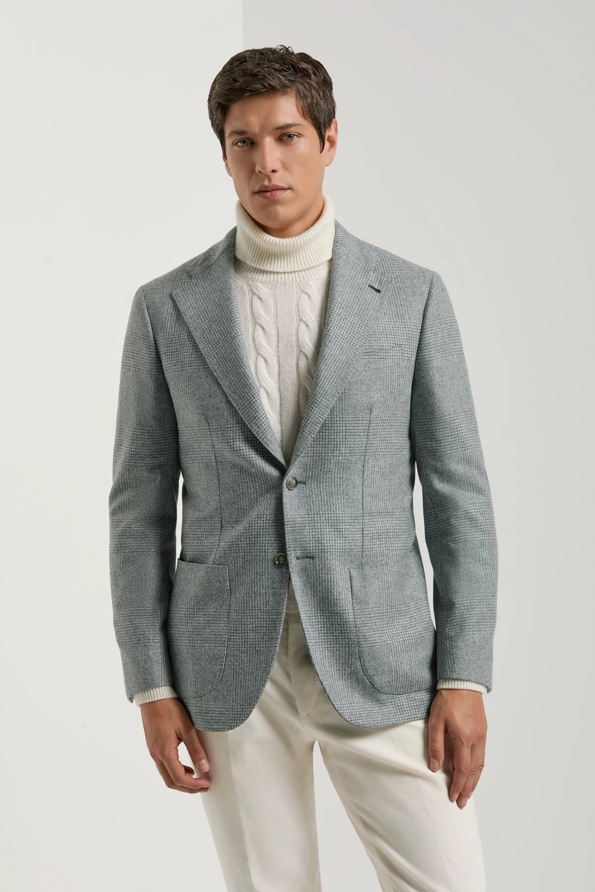 Chaqueta gris cielo con estampado Príncipe de Gales