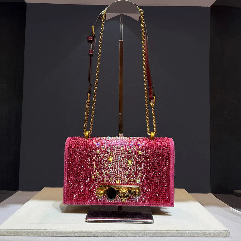 Bolso de Noche de Lujo con Cadena Dorada