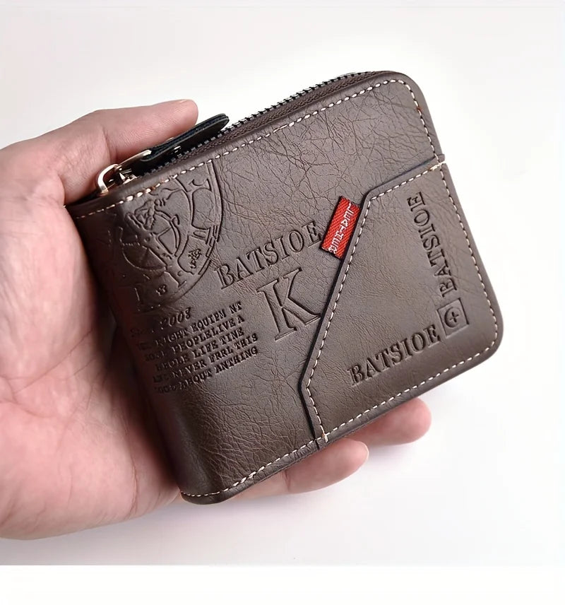 Cartera Corta para Hombre en Piel PU | Estilo Casual con Cremallera y Monedero