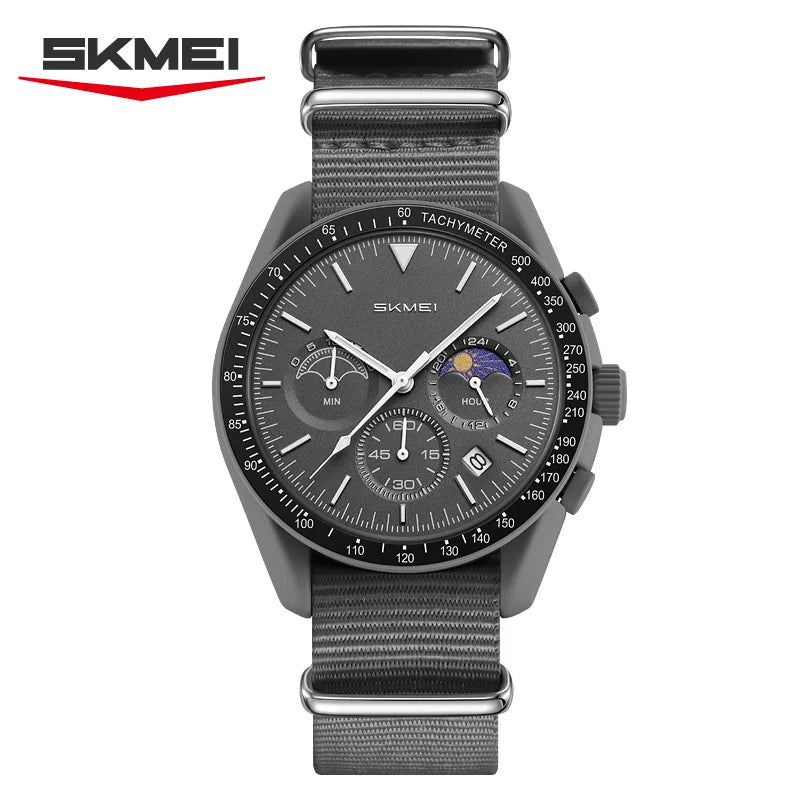 Reloj Cronógrafo Deportivo Unisex, Correa de Nylon, Resistente al Agua