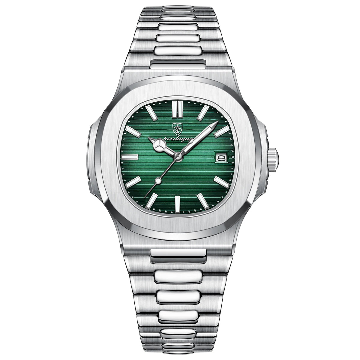 Reloj Masculino de Pulsera de Lujo Cuadrado Resistente al Agua, Luminoso, con Fecha.