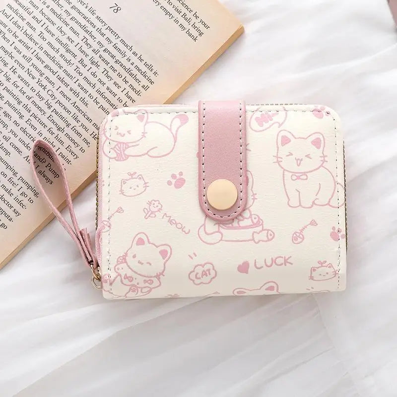 Cartera Corta para Mujer con Diseño de Gato