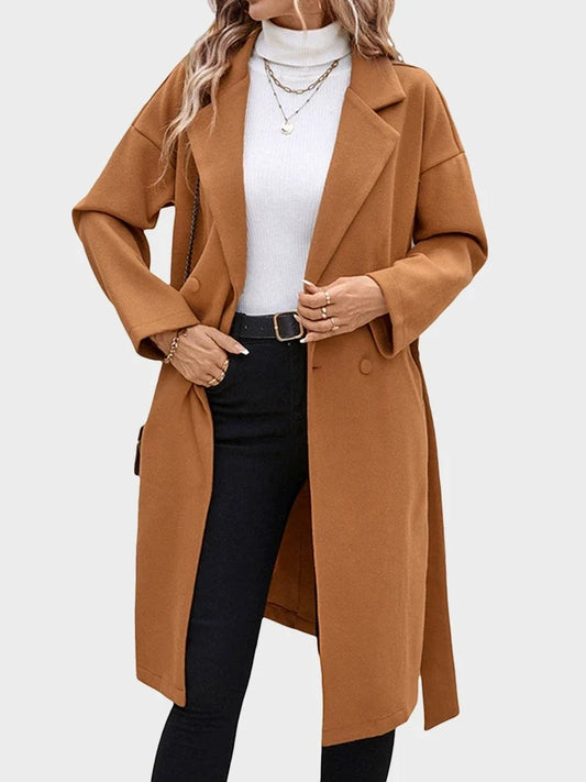 Women's Solid Color Wool Blend Coat