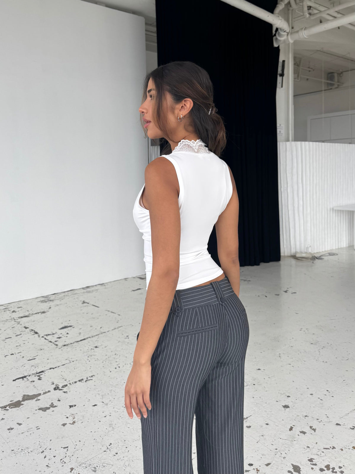 Lucia basic lace top - white