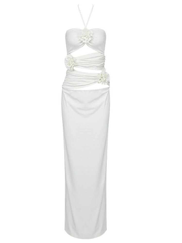 Vestido midi Dorcas con cuello halter y aberturas