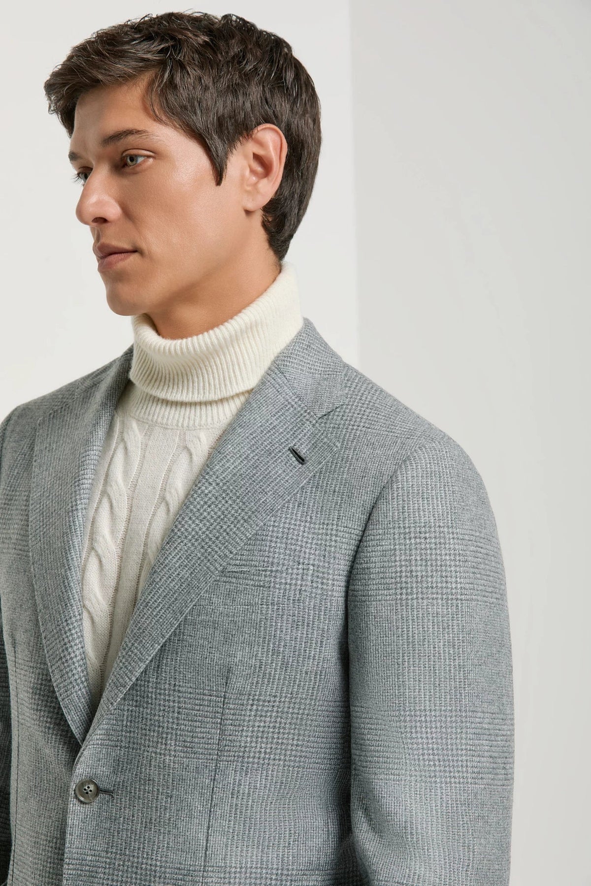 Chaqueta gris cielo con estampado Príncipe de Gales