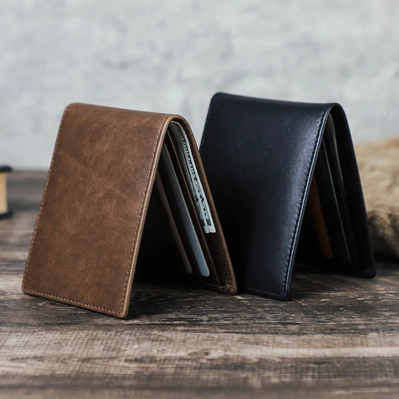 Cartera Pequeña de Cuero Genuino para Hombre