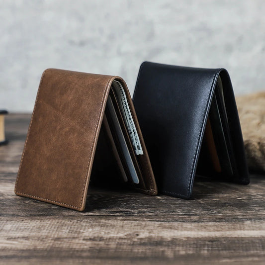 Cartera Pequeña de Cuero Genuino para Hombre
