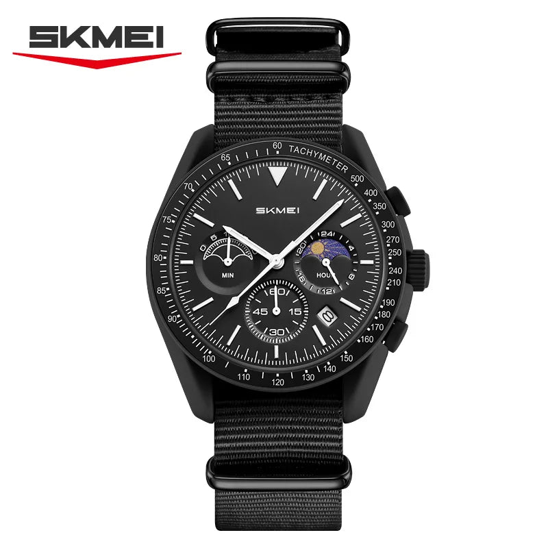 Reloj Cronógrafo Deportivo Unisex, Correa de Nylon, Resistente al Agua