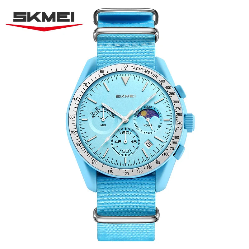 Reloj Cronógrafo Deportivo Unisex, Correa de Nylon, Resistente al Agua