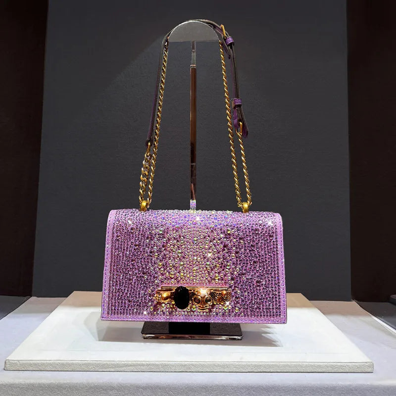Bolso de Noche de Lujo con Cadena Dorada