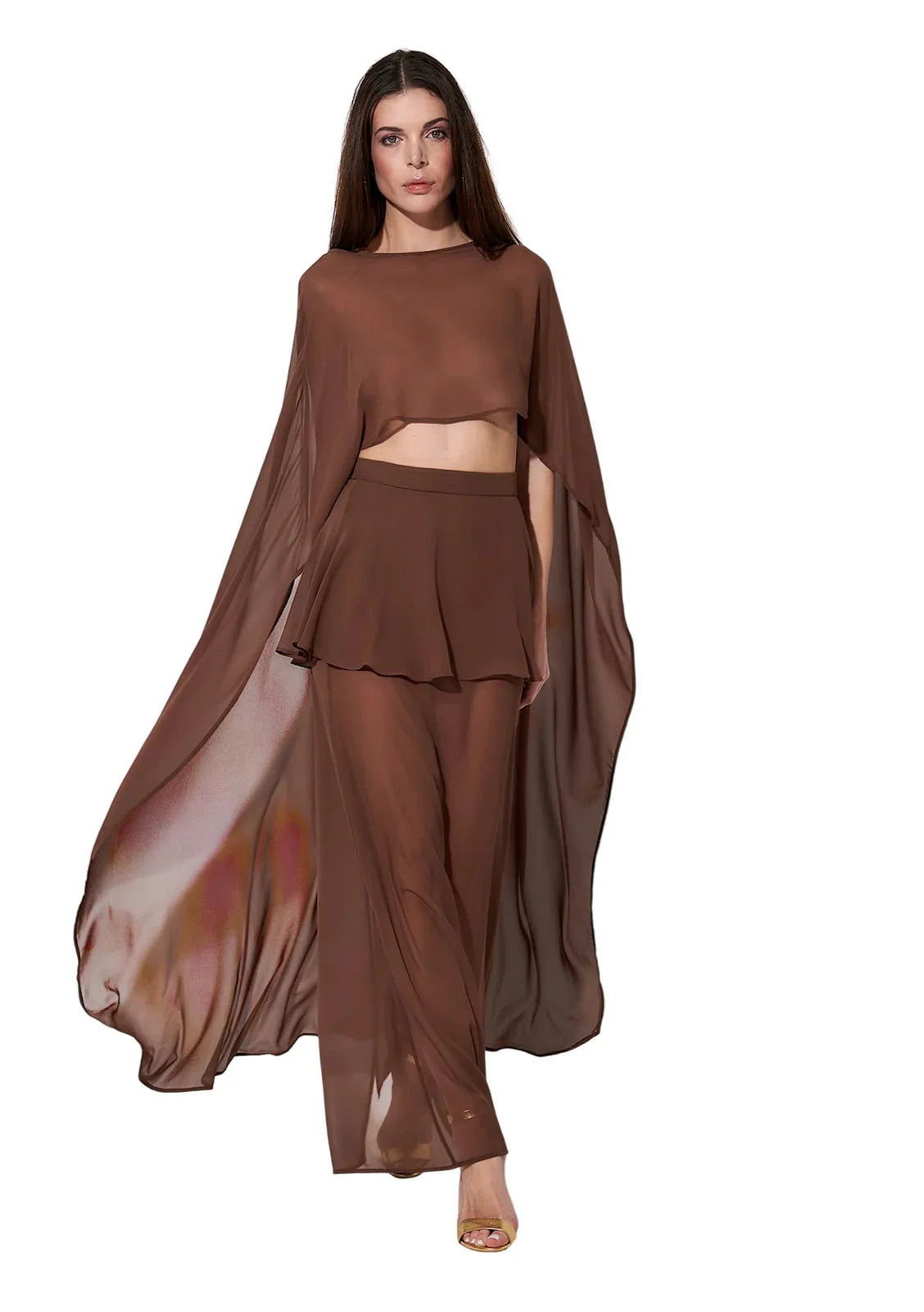 Poncho Fluido con Malla Transparente para Novia y Fiesta