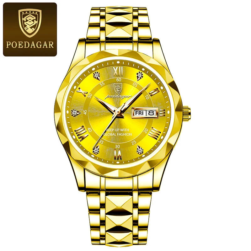 Reloj de Lujo para Hombre, Cuarzo, Acero Inoxidable, Resistente al Agua, Luminoso, con Fecha, Reloj Masculino de Negocios