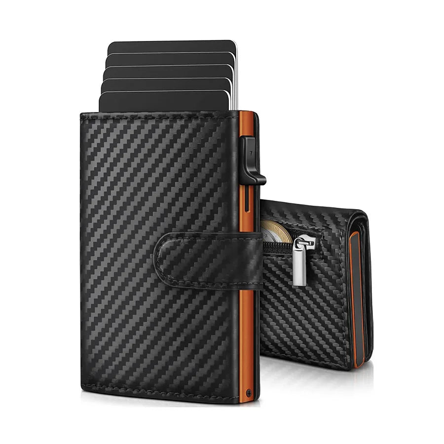 Cartera Pop-Up con Protección RFID y Compartimento para Monedas