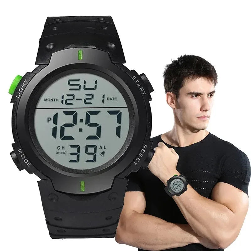 Reloj Digital LED Deportivo para Hombre – Multifuncional, Correa de Goma, Fitness, Cronómetro Electrónico