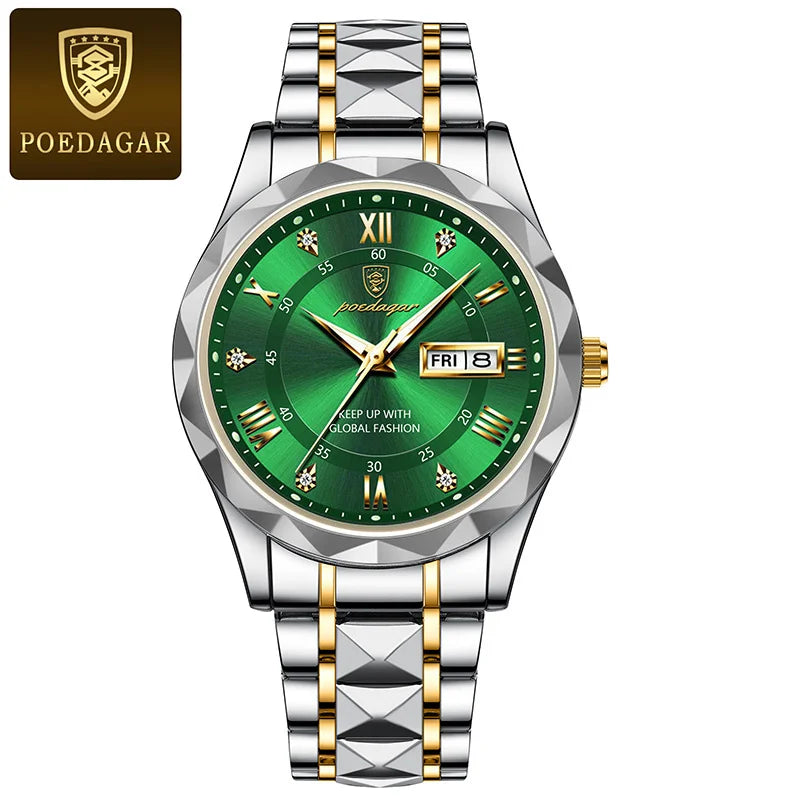 Reloj de Lujo para Hombre, Cuarzo, Acero Inoxidable, Resistente al Agua, Luminoso, con Fecha, Reloj Masculino de Negocios