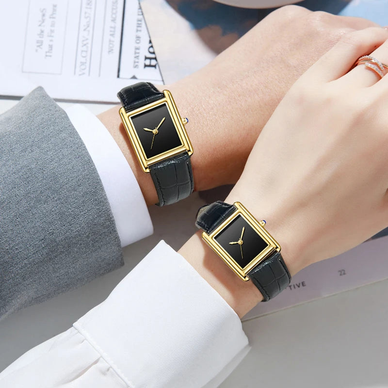 Relojes de Pareja para Hombre y Mujer, Moda, Correa de Cuero, Resistente al Agua, Cuarzo