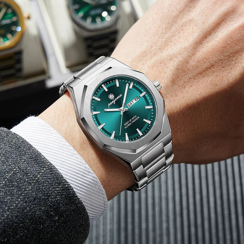 Reloj Acero Inoxidable, Luminoso, Fecha y Día, Resistente al Agua