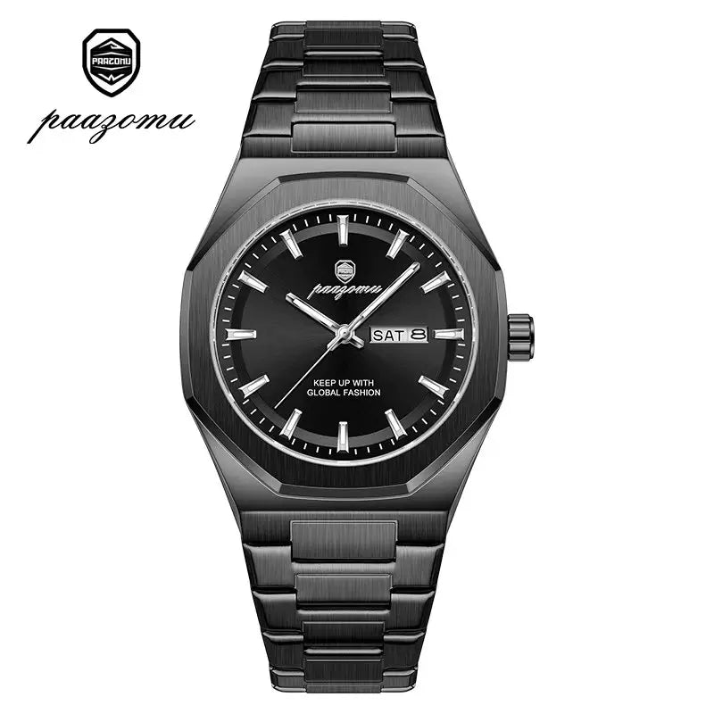 Reloj Acero Inoxidable, Luminoso, Fecha y Día, Resistente al Agua