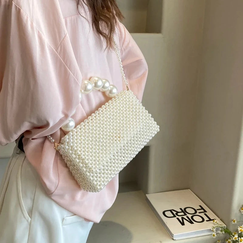 Bolso Elegante con Cadena de Perlas para Mujer
