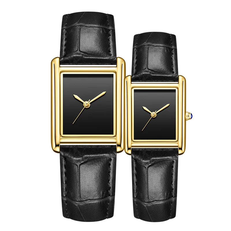 Relojes de Pareja para Hombre y Mujer, Moda, Correa de Cuero, Resistente al Agua, Cuarzo