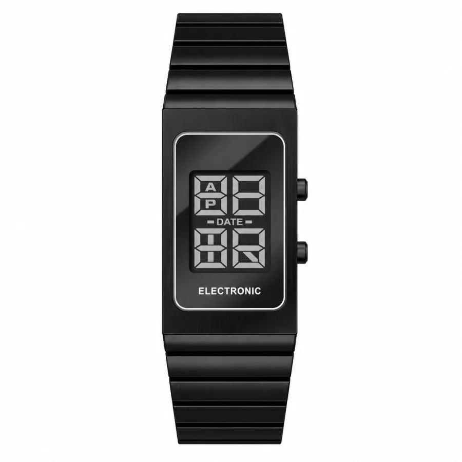 Reloj Digital para Hombre y Mujer, Cuadrado, Resistente al Agua, Cronómetro, Acero Inoxidable