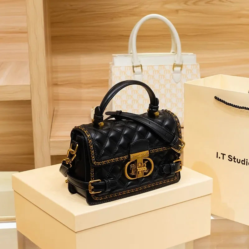 Bolso de Lujo para  Mujer con Diseño de Diamantes y Cuero Sintético