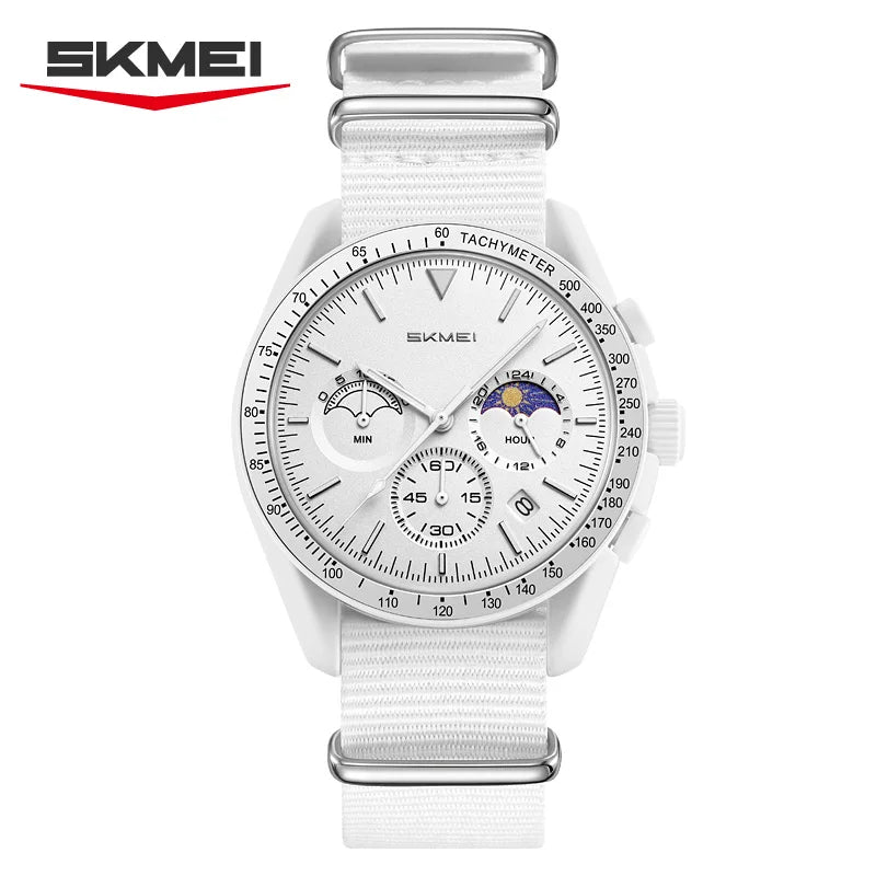 Reloj Cronógrafo Deportivo Unisex, Correa de Nylon, Resistente al Agua
