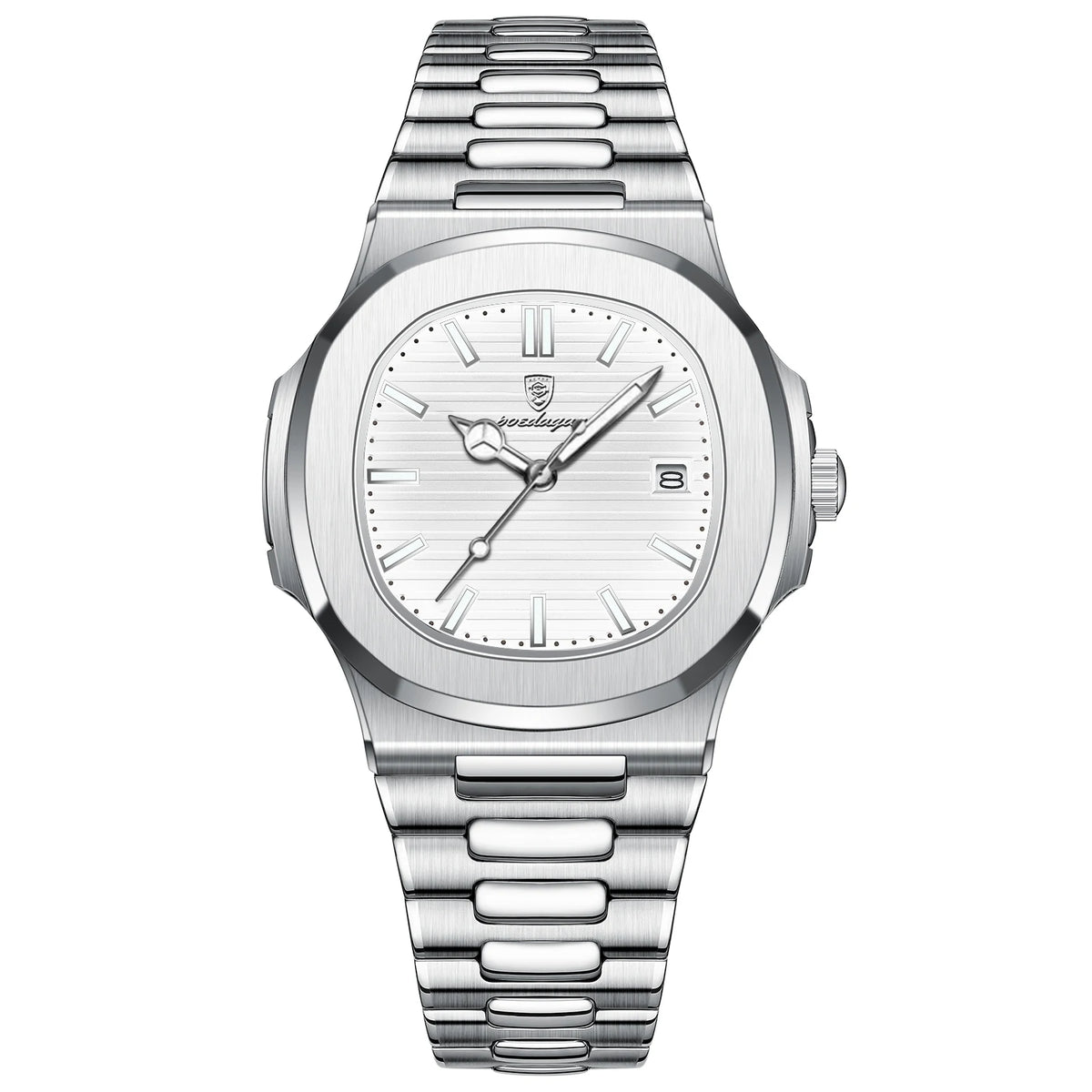 Reloj Masculino de Pulsera de Lujo Cuadrado Resistente al Agua, Luminoso, con Fecha.