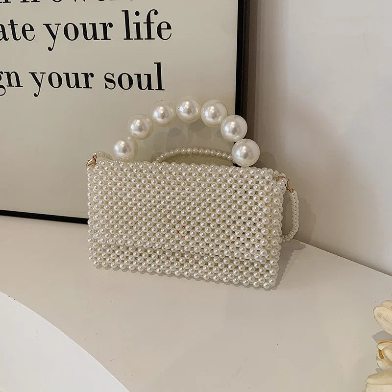 Bolso Elegante con Cadena de Perlas para Mujer