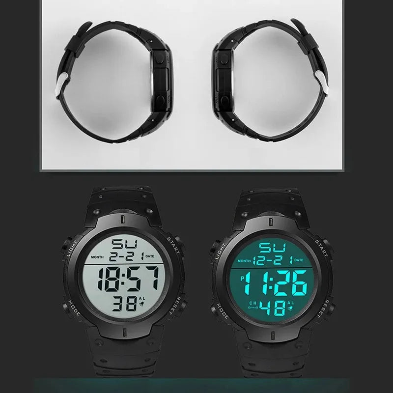 Reloj Digital LED Deportivo para Hombre – Multifuncional, Correa de Goma, Fitness, Cronómetro Electrónico