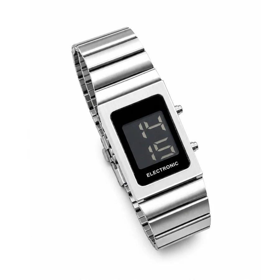 Reloj Digital para Hombre y Mujer, Cuadrado, Resistente al Agua, Cronómetro, Acero Inoxidable