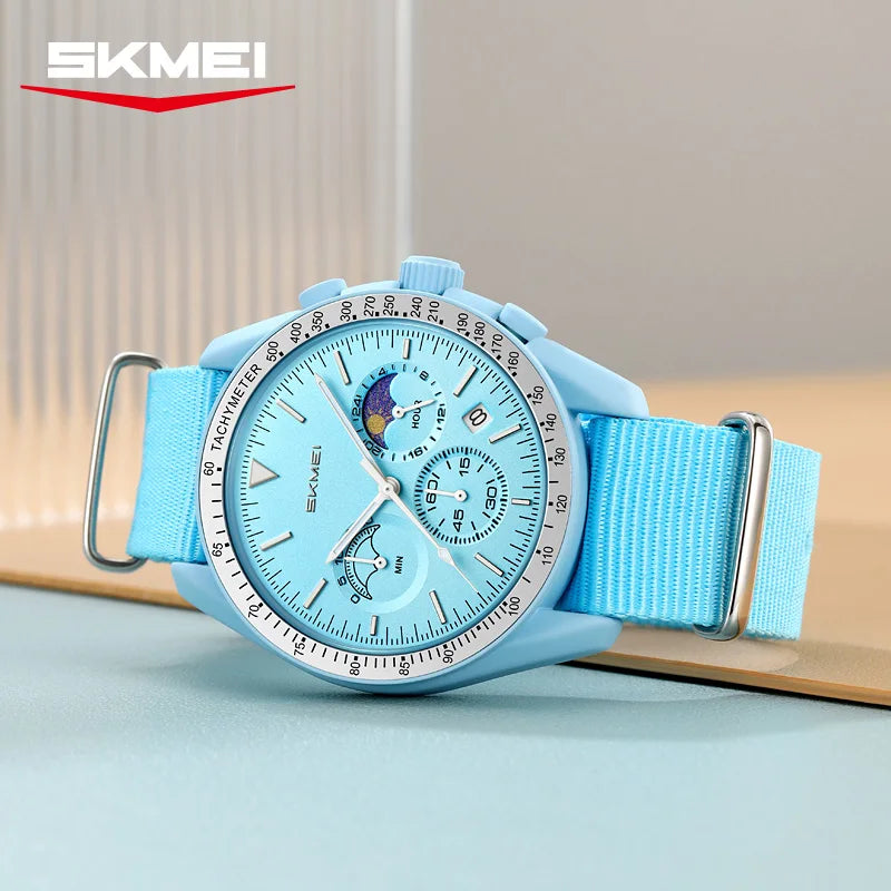 Reloj Cronógrafo Deportivo Unisex, Correa de Nylon, Resistente al Agua