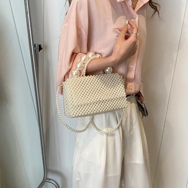 Bolso Elegante con Cadena de Perlas para Mujer