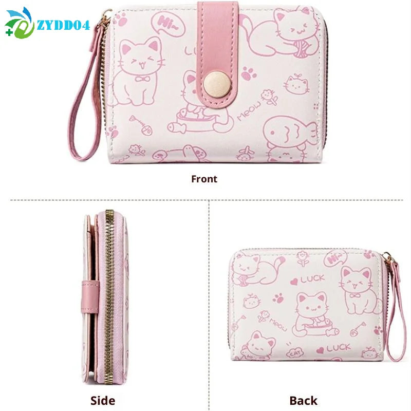Cartera Corta para Mujer con Diseño de Gato