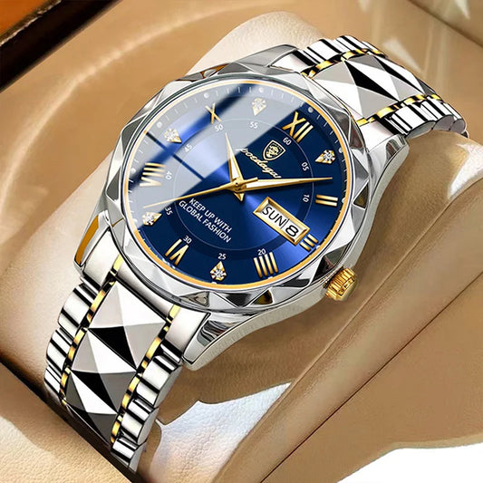 Reloj de Lujo para Hombre, Cuarzo, Acero Inoxidable, Resistente al Agua, Luminoso, con Fecha, Reloj Masculino de Negocios