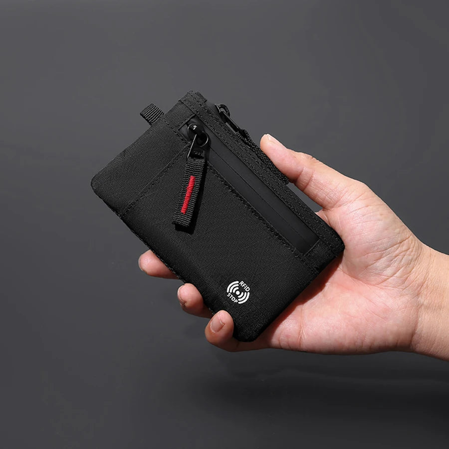 Cartera con Mosquetón – Nylon Táctico, Porta Tarjetas, Cremallera y Monedero, Unisex