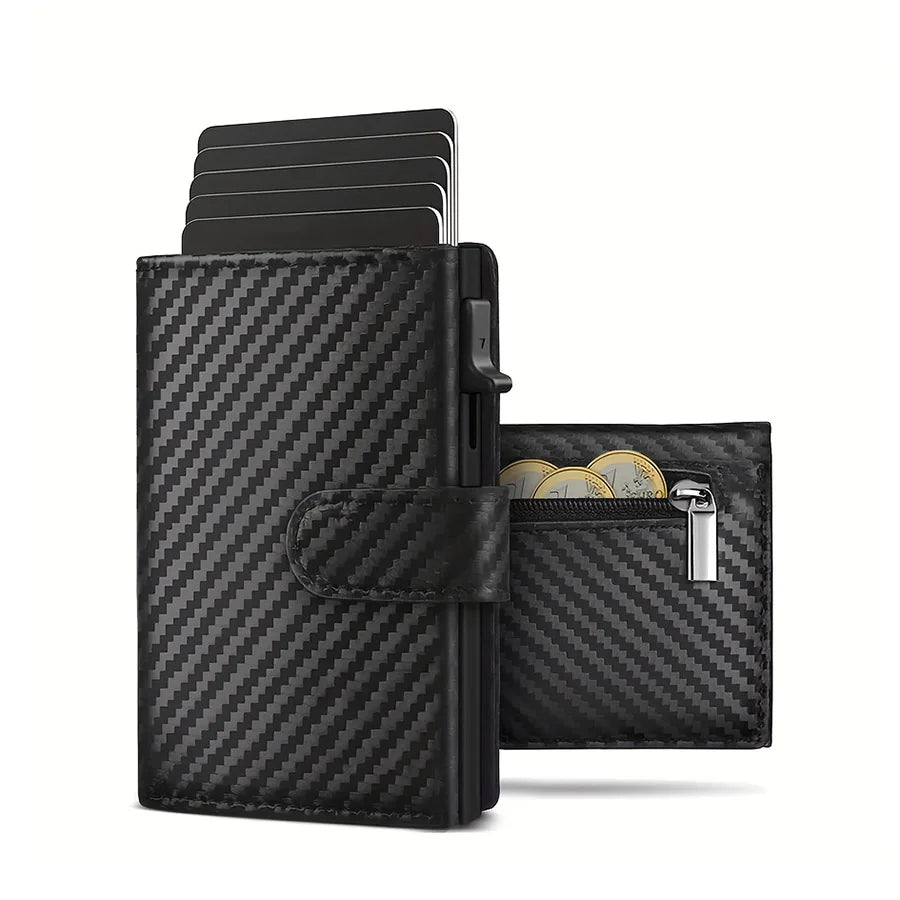 Cartera Pop-Up con Protección RFID y Compartimento para Monedas