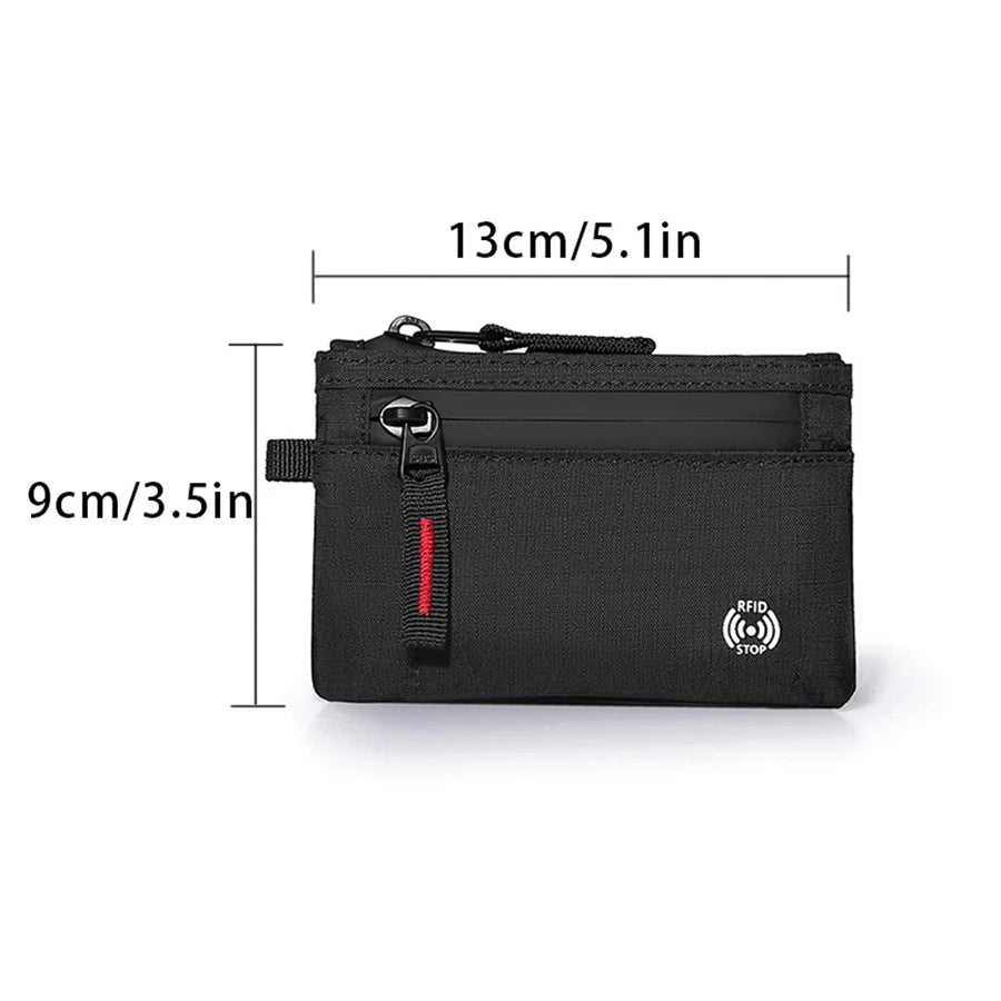 Cartera con Mosquetón – Nylon Táctico, Porta Tarjetas, Cremallera y Monedero, Unisex