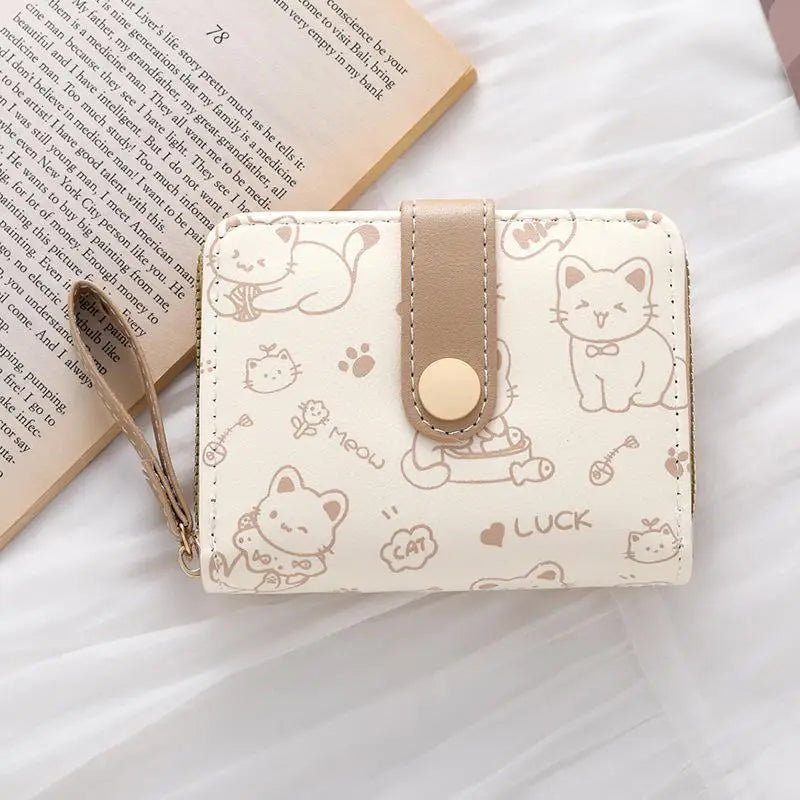 Cartera Corta para Mujer con Diseño de Gato