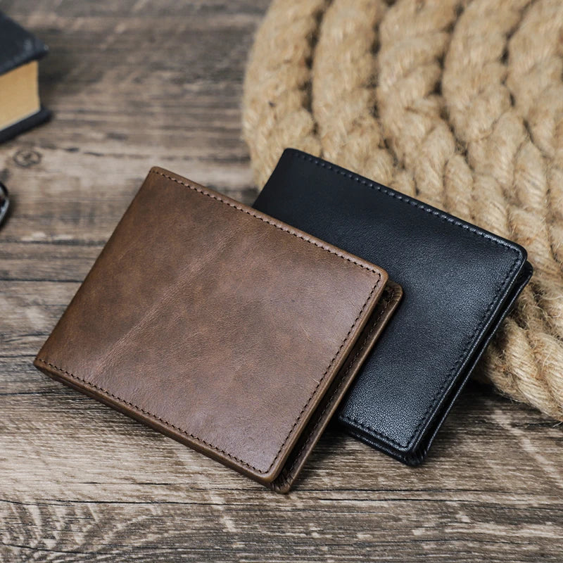 Cartera Pequeña de Cuero Genuino para Hombre
