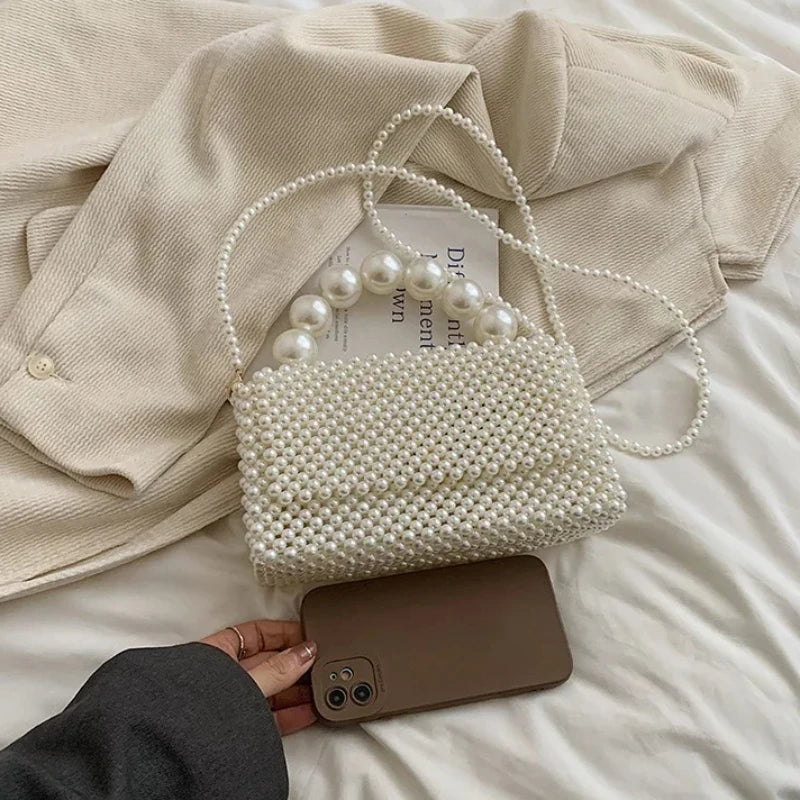 Bolso Elegante con Cadena de Perlas para Mujer