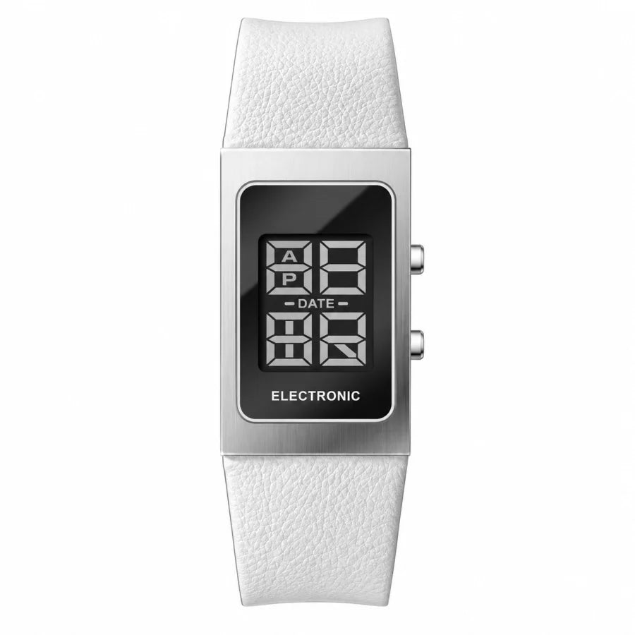 Reloj Digital para Hombre y Mujer, Cuadrado, Resistente al Agua, Cronómetro, Acero Inoxidable