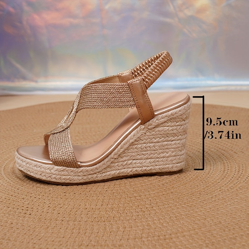 Sandalias – Plataforma trenzada de mezcla de algodón y correa de tobillo