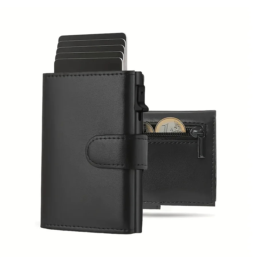 Cartera Pop-Up con Protección RFID y Compartimento para Monedas