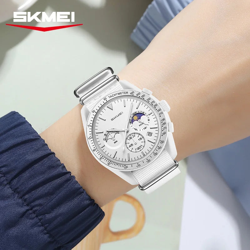 Reloj Cronógrafo Deportivo Unisex, Correa de Nylon, Resistente al Agua