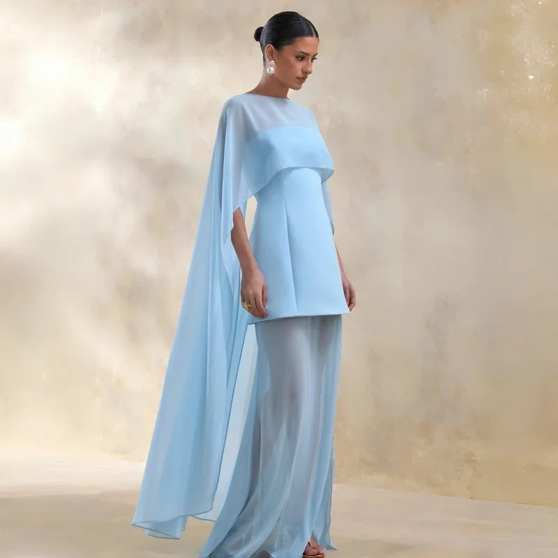 Poncho Fluido con Malla Transparente para Novia y Fiesta