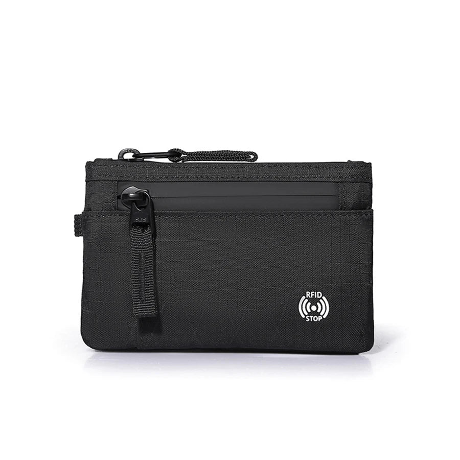 Cartera con Mosquetón – Nylon Táctico, Porta Tarjetas, Cremallera y Monedero, Unisex