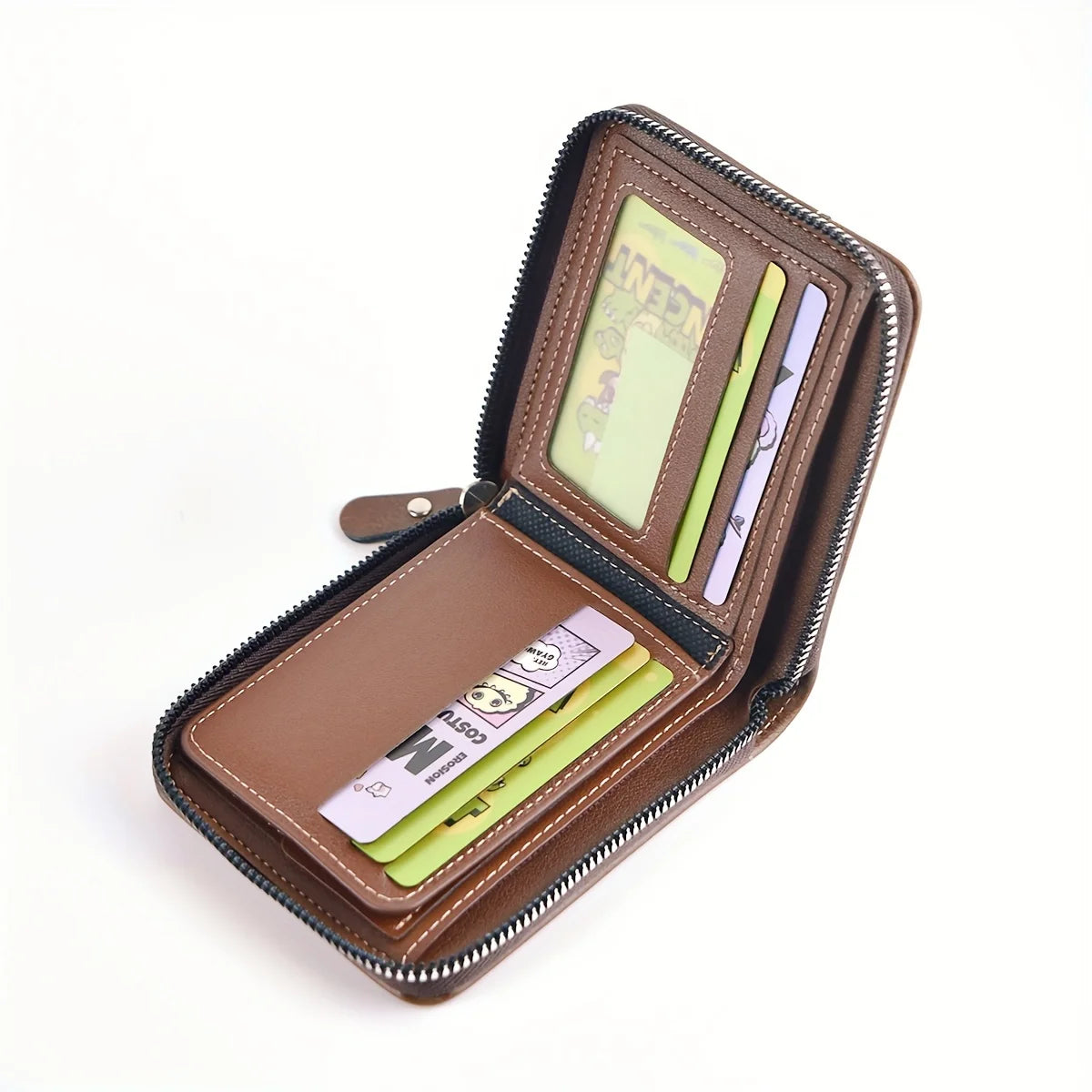 Cartera Corta para Hombre en Piel PU | Estilo Casual con Cremallera y Monedero