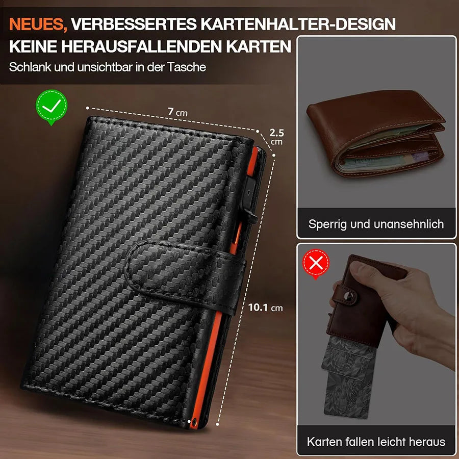 Cartera Pop-Up con Protección RFID y Compartimento para Monedas